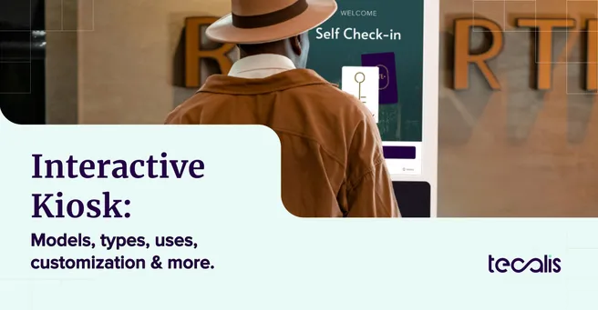 Person doing a self check in in an interactive kiosk blogpost header