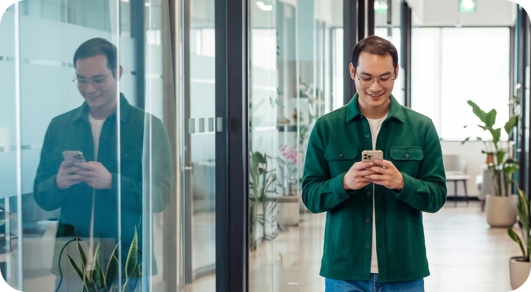 An executive in a corporate hallway managing DAC7 reporting requirements for EU digital platforms.