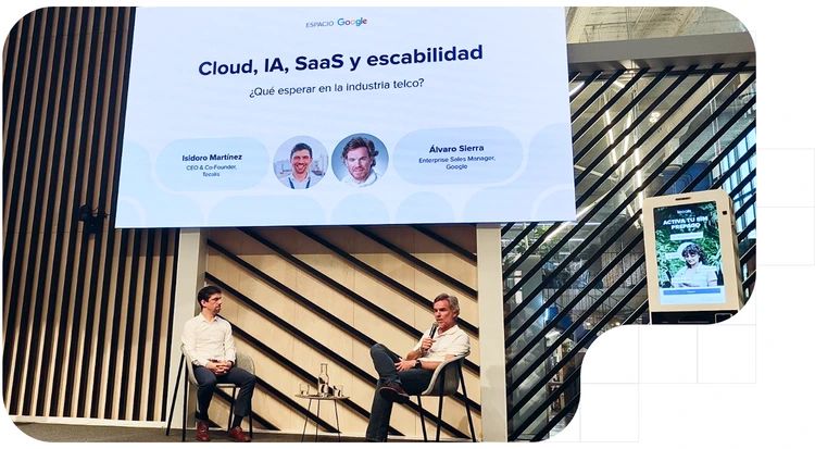 Charla entre Isidoro Martínez Soñora y Álvaro Sierra sobre Cloud, IA y agentes especulando sobre el futuro de la industria telco