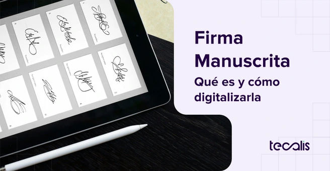 Firma manuscrita en una tablet cabecera de artículo de blog