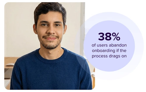 Statistic showing a 38% dropout rate in lengthy onboarding processes.