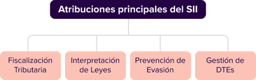Infografía con las cuatro atribuciones principales del SII