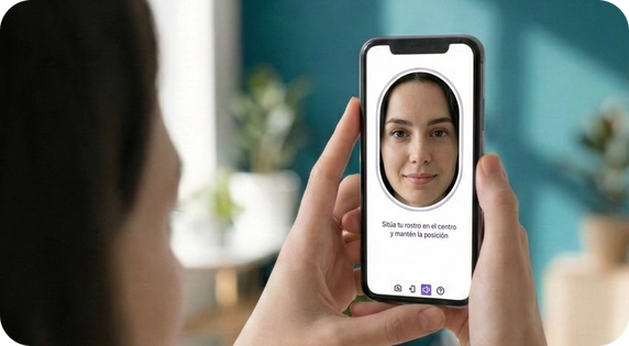 Facial recognition for digital identity verification with biometric analysis in progress.