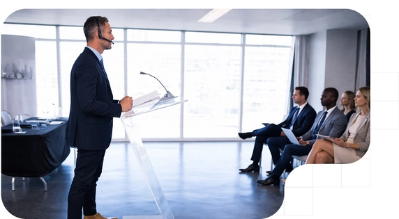 Corporate presentation on UBO identification and regulatory compliance to a group of executives.